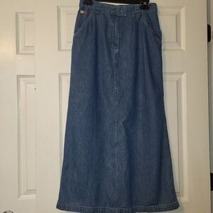 FrenchKuff Blue Denim Maxi Skirt Women's Size 8 Vintage 90s‎ Minimalist